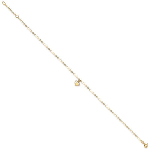 14KT Yellow Gold 11-inch Heart Anklet