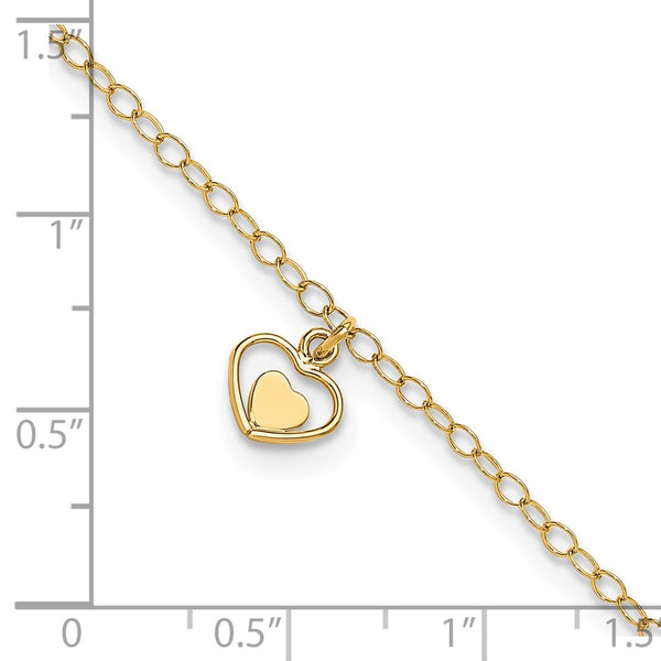 14KT Yellow Gold 11-inch Heart Anklet