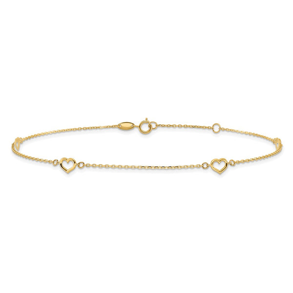 14K Heart 10in Plus 1in ext. Anklet