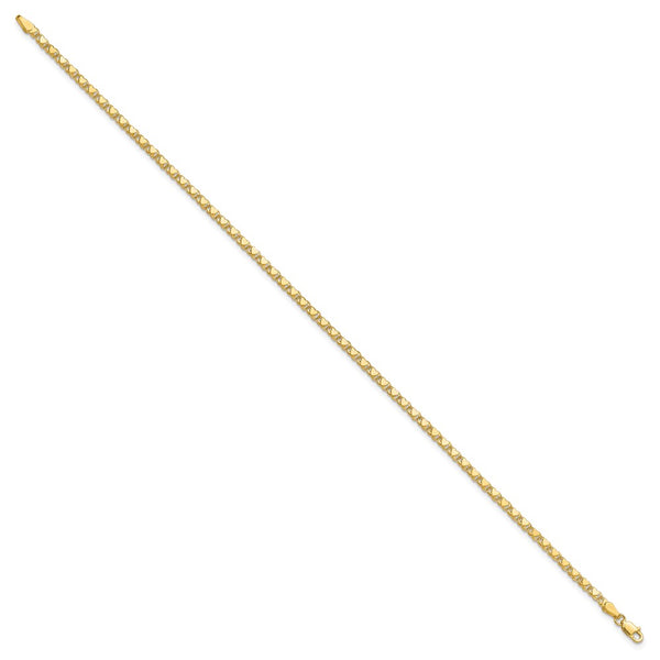 14KT Yellow Gold 10-inch 3MM Lobster Clasp Heart Anklet