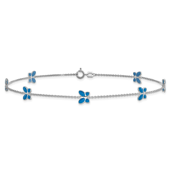 14KT White Gold 10-inch Butterfly Anklet