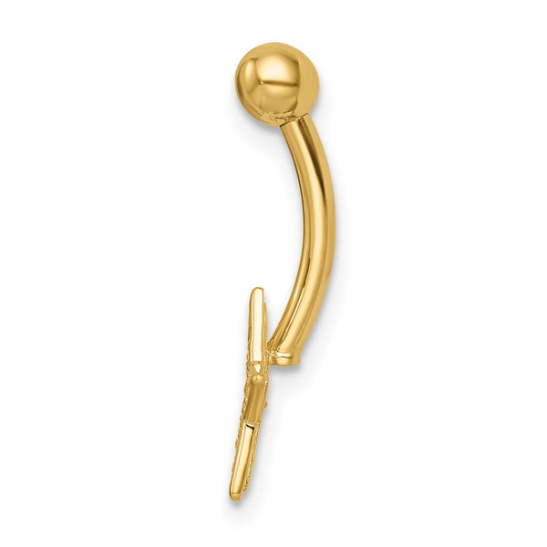 14KT Yellow Gold Cubic Zirconia 22X10MM Belly Ring