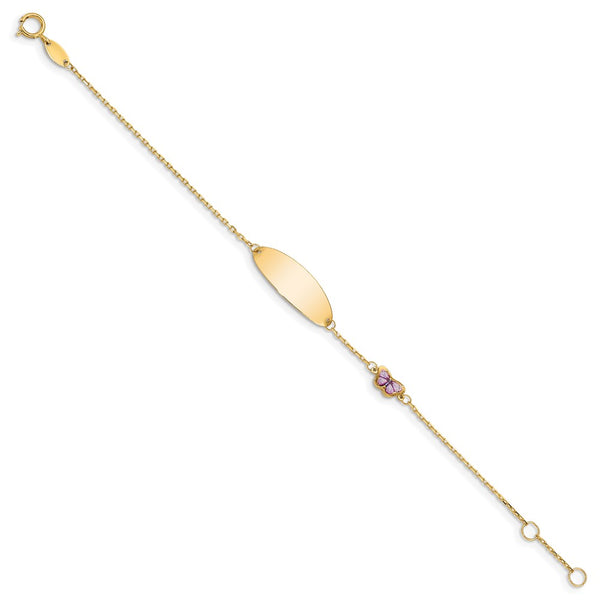 14KT Yellow Gold 5.5-inch Enamel Butterfly ID Bracelet w/.5-inch Extender