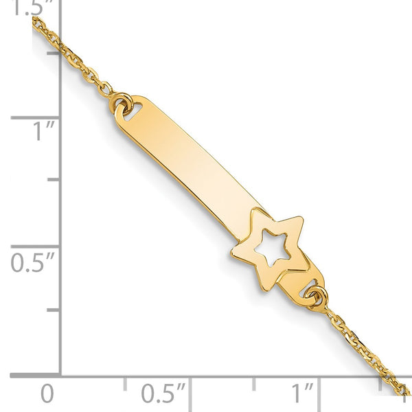 14KT Yellow Gold 5.5-inch Star ID Bracelet w/1-inch Extender