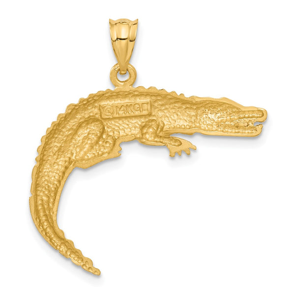 14KT Yellow Gold 30X32MM Diamond-cut Alligator Pendant. Chain Not Included