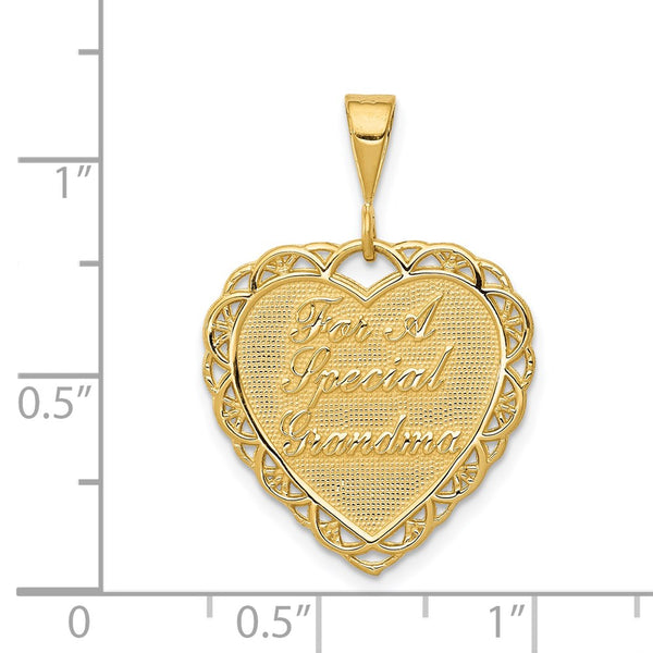 14KT Yellow Gold 21X19MM Heart Special Grandma Pendant. Chain Not Included