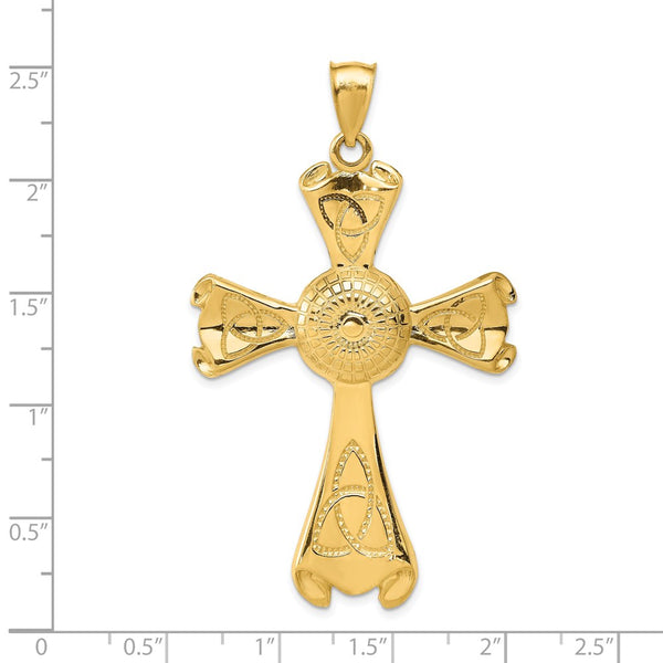 14KT Yellow Gold 65X37MM Cross Pendant. Chain Not Included