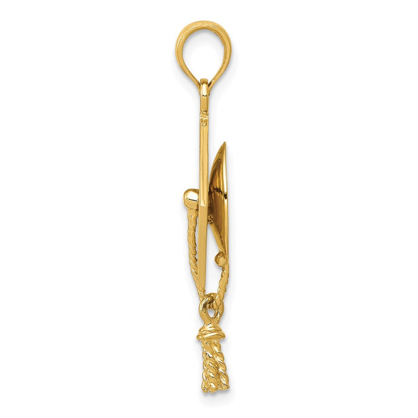 14KT Yellow Gold 30X15MM Graduation Cap Charm. Chain not Included