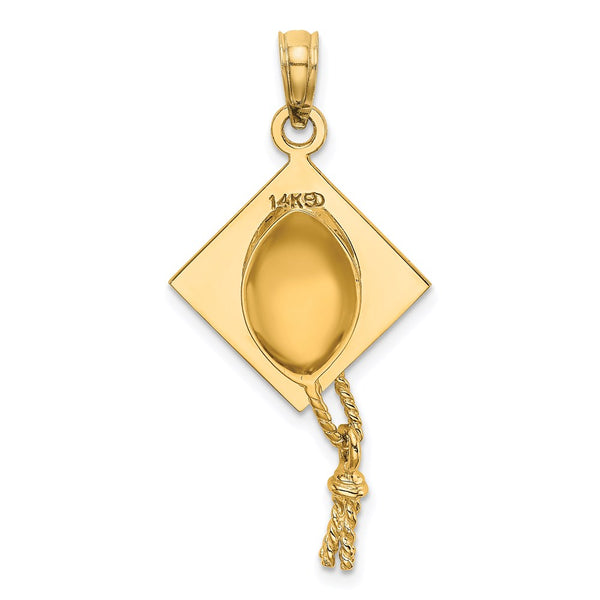 14KT Yellow Gold 30X15MM Graduation Cap Charm. Chain not Included