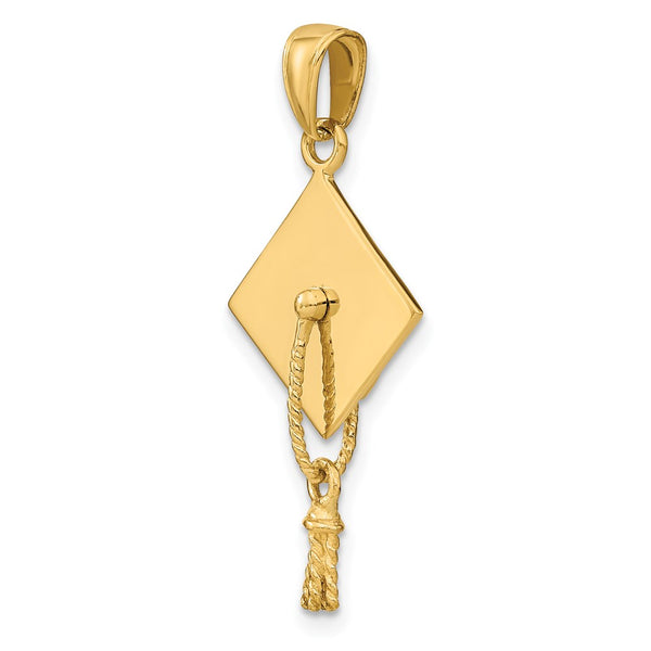 14KT Yellow Gold 30X15MM Graduation Cap Charm. Chain not Included