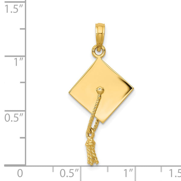 14KT Yellow Gold 30X15MM Graduation Cap Charm. Chain not Included