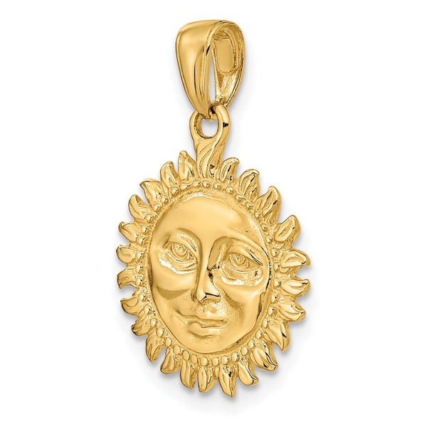 14KT Yellow Gold 24X17MM Celestial Sun Pendant. Chain Not Included