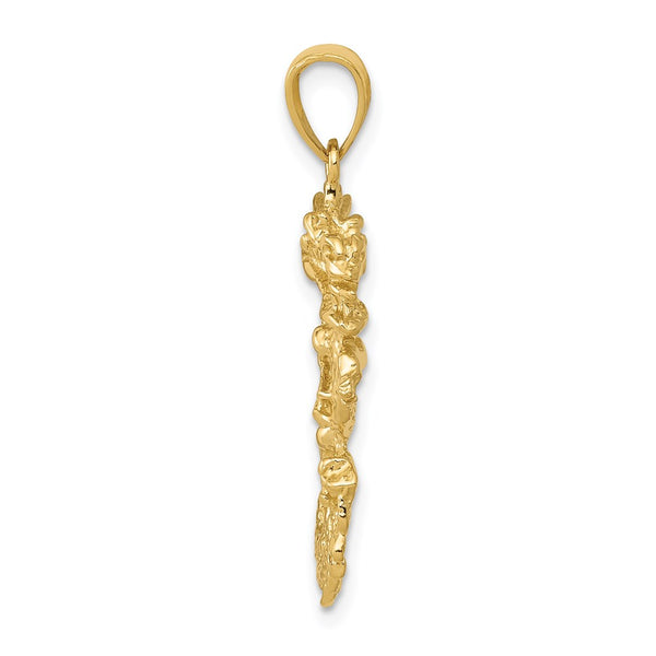 14KT Yellow Gold 31X17MM Three Dimensional Dragon Pendant. Chain Not Included