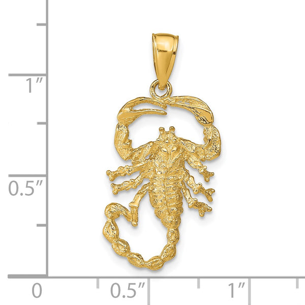 14KT Yellow Gold 30X14MM Scorpion Pendant-Chain Not Included