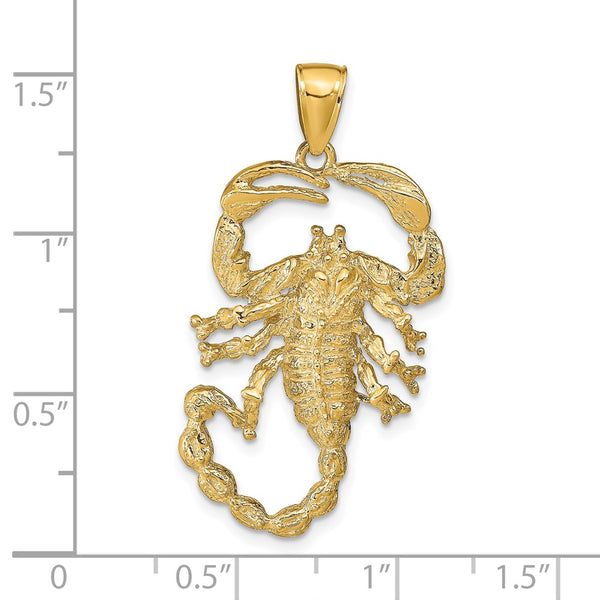 14KT Yellow Gold 39X19MM Scorpion Pendant. Chain Not Included