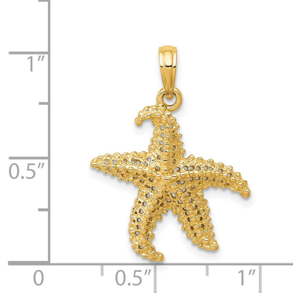 14KT Yellow Gold 24X20MM Starfish Pendant. Chain Not Included