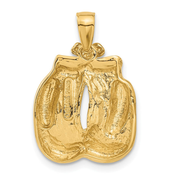 14KT Yellow Gold 25X17MM Boxing Gloves Pendant. Chain Not Included