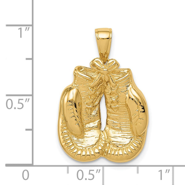 14KT Yellow Gold 25X17MM Boxing Gloves Pendant. Chain Not Included