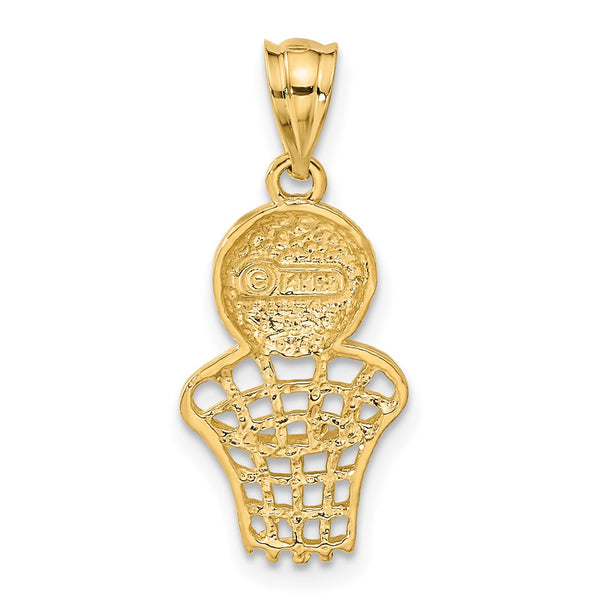 14k Basketball & Net Charm