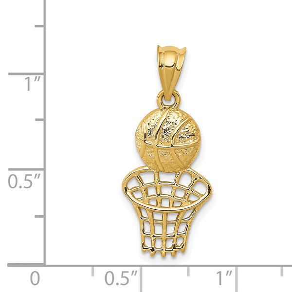 14k Basketball & Net Charm