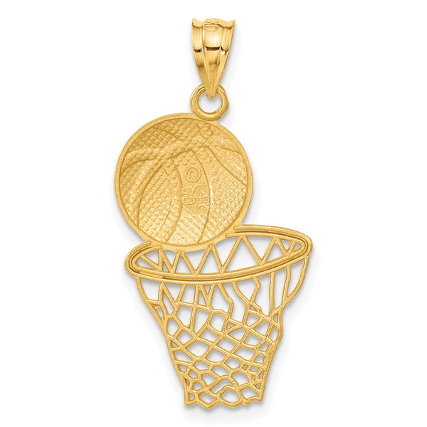 14KT Yellow Gold 33X17MM Diamond-cut Basketball Pendant. Chain Not Included