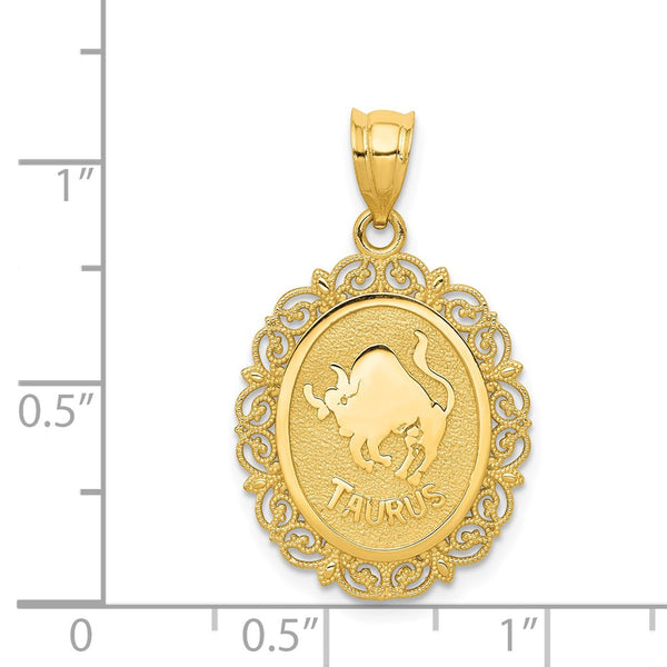 14KT Gold 25X18MM Zodiac Sign Taurus Pendant. Chain Not Included