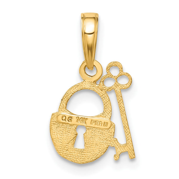 14K Polished Key & Lock Charm