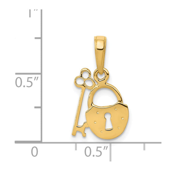 14K Polished Key & Lock Charm