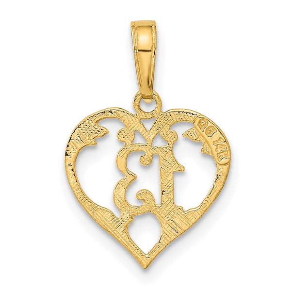 14KT Yellow Gold 19X13MM 13 in Heart Pendant. Chain Not Included