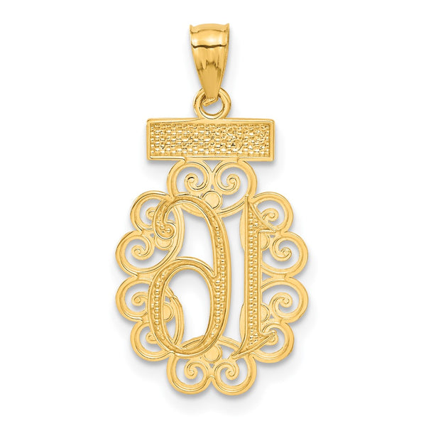 14KT Yellow Gold with Rhodium Plating 27X13MM Sweet 16 Charm. Chain not Included