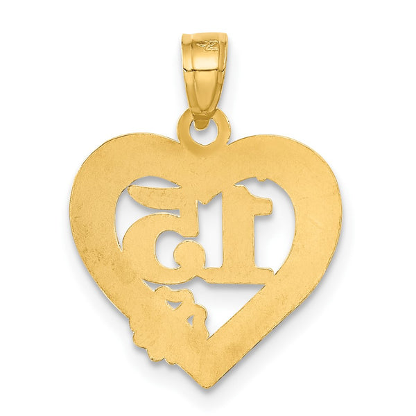 14KT Yellow Gold 22X16MM Quinceanera Pendant. Chain Not Included