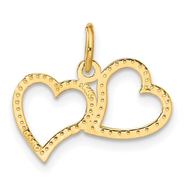 14KT Yellow Gold 18X19MM Double Heart Pendant-Chain Not Included