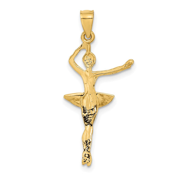 14KT Yellow Gold 32X15MM Ballerina Pendant. Chain Not Included