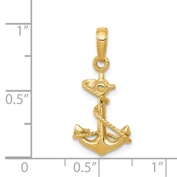 14KT Yellow Gold 22X11MM Anchor Pendant. Chain Not Included