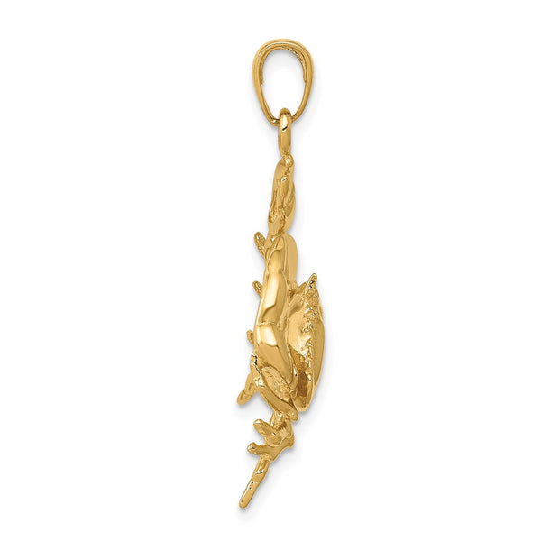 14KT Yellow Gold 31X23MM Crab Pendant. Chain Not Included