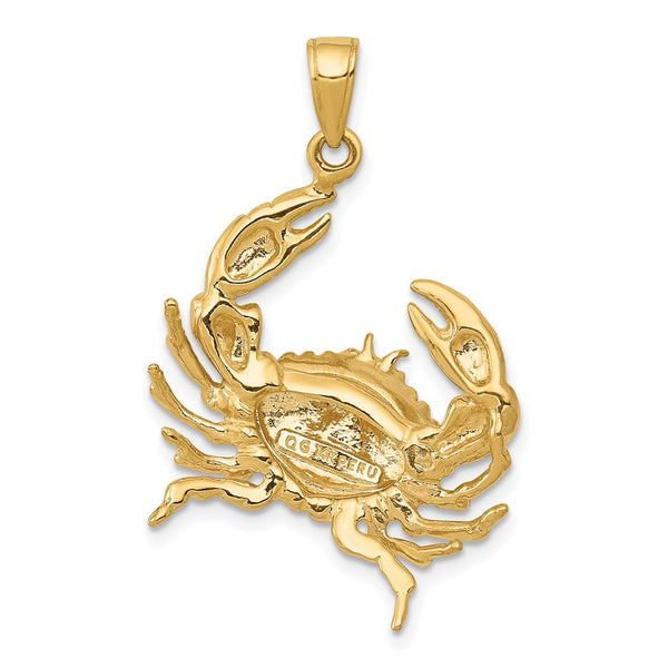 14KT Yellow Gold 31X23MM Crab Pendant. Chain Not Included