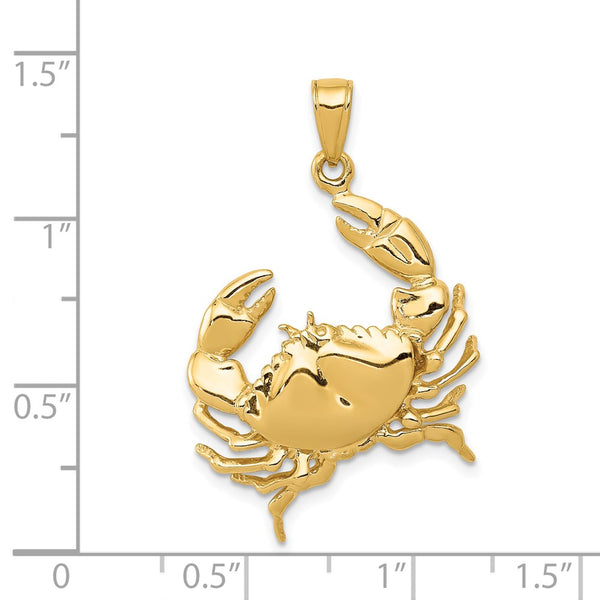 14KT Yellow Gold 31X23MM Crab Pendant. Chain Not Included