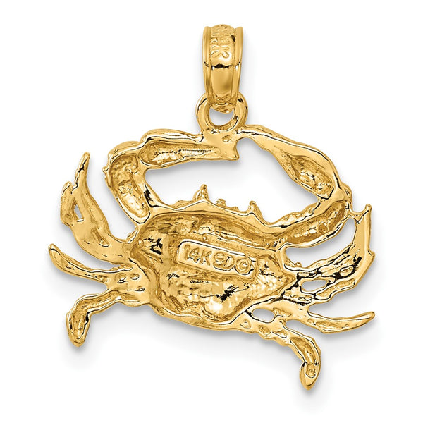 14KT Yellow Gold 20X17MM Blue Crab Pendant-Chain Not Included