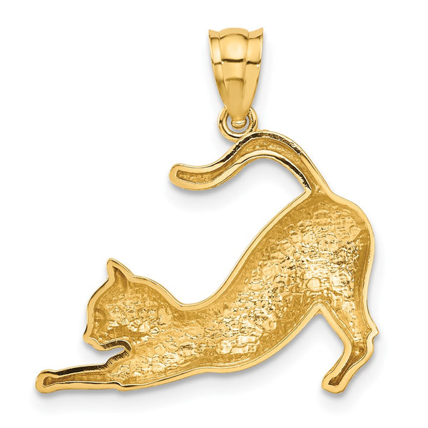 14KT Yellow Gold 25X24MM Cat Charm. Chain not Included