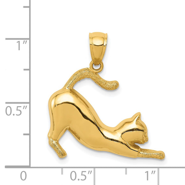 14KT Yellow Gold 25X24MM Cat Charm. Chain not Included