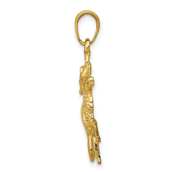 14KT Yellow Gold 29X30MM Deer Pendant. Chain Not Included