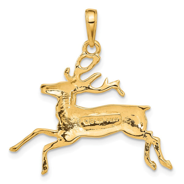 14KT Yellow Gold 29X30MM Deer Pendant. Chain Not Included