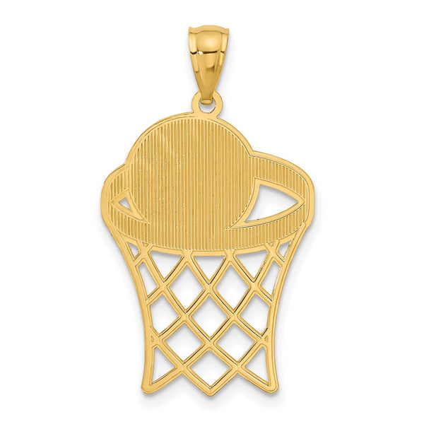 14KT Yellow Gold 32X19MM Basketball Pendant. Chain Not Included