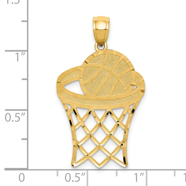 14KT Yellow Gold 32X19MM Basketball Pendant. Chain Not Included