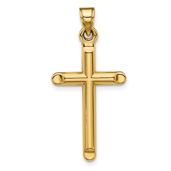 14KT Yellow Gold 35X17MM Three Dimensional Cross Pendant-Chain Not Included