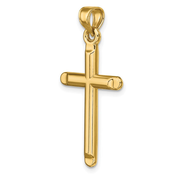 14KT Yellow Gold 35X17MM Three Dimensional Cross Pendant-Chain Not Included