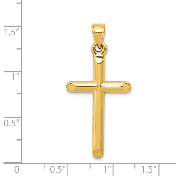 14KT Yellow Gold 35X17MM Three Dimensional Cross Pendant-Chain Not Included