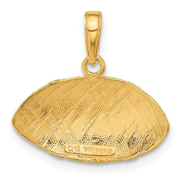 14KT Yellow Gold 18X20MM Football Pendant. Chain Not Included