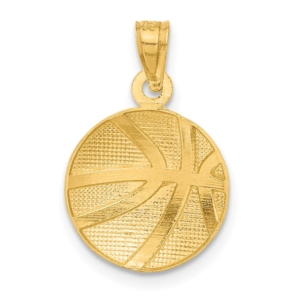 14KT Yellow Gold 21X14MM Basketball Pendant. Chain Not Included