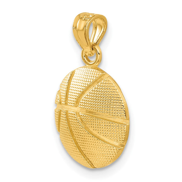 14KT Yellow Gold 21X14MM Basketball Pendant. Chain Not Included